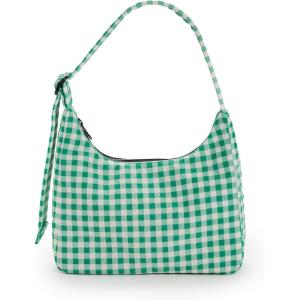 BAGGU Mini Nylon Shoulder Bag(Green Gingham)