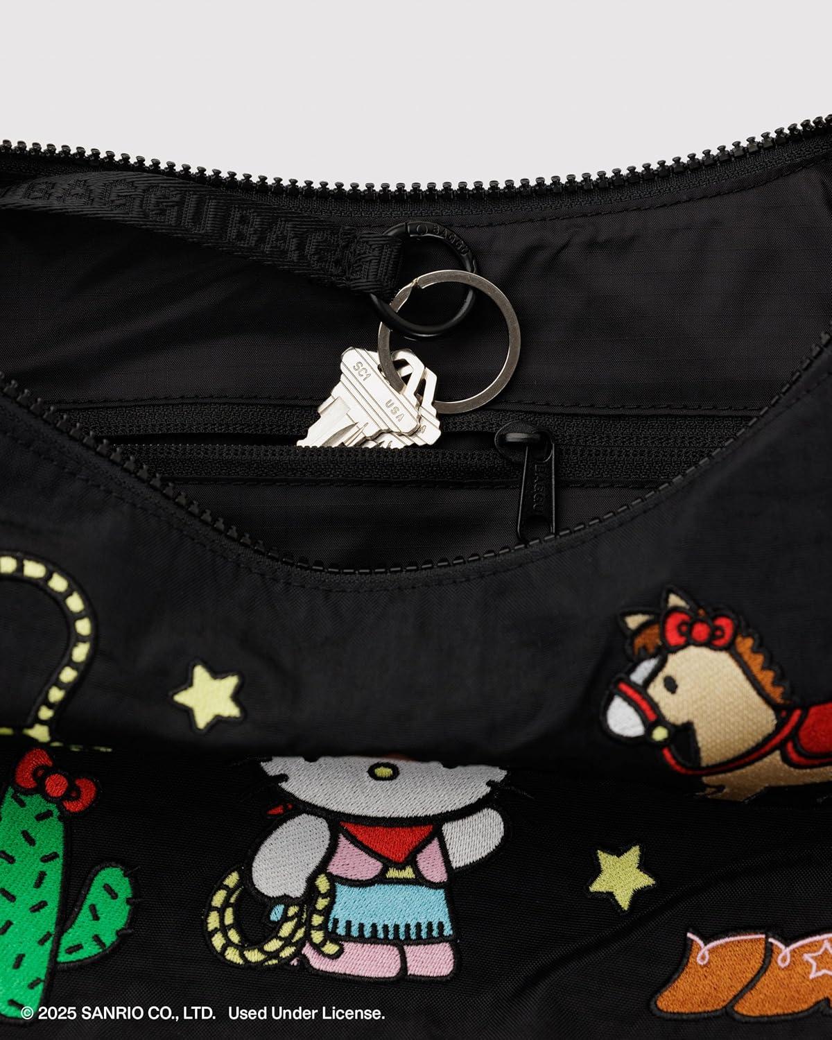imageBAGGU Medium Nylon Crescent BagEmbroidered Hello Kitty Western