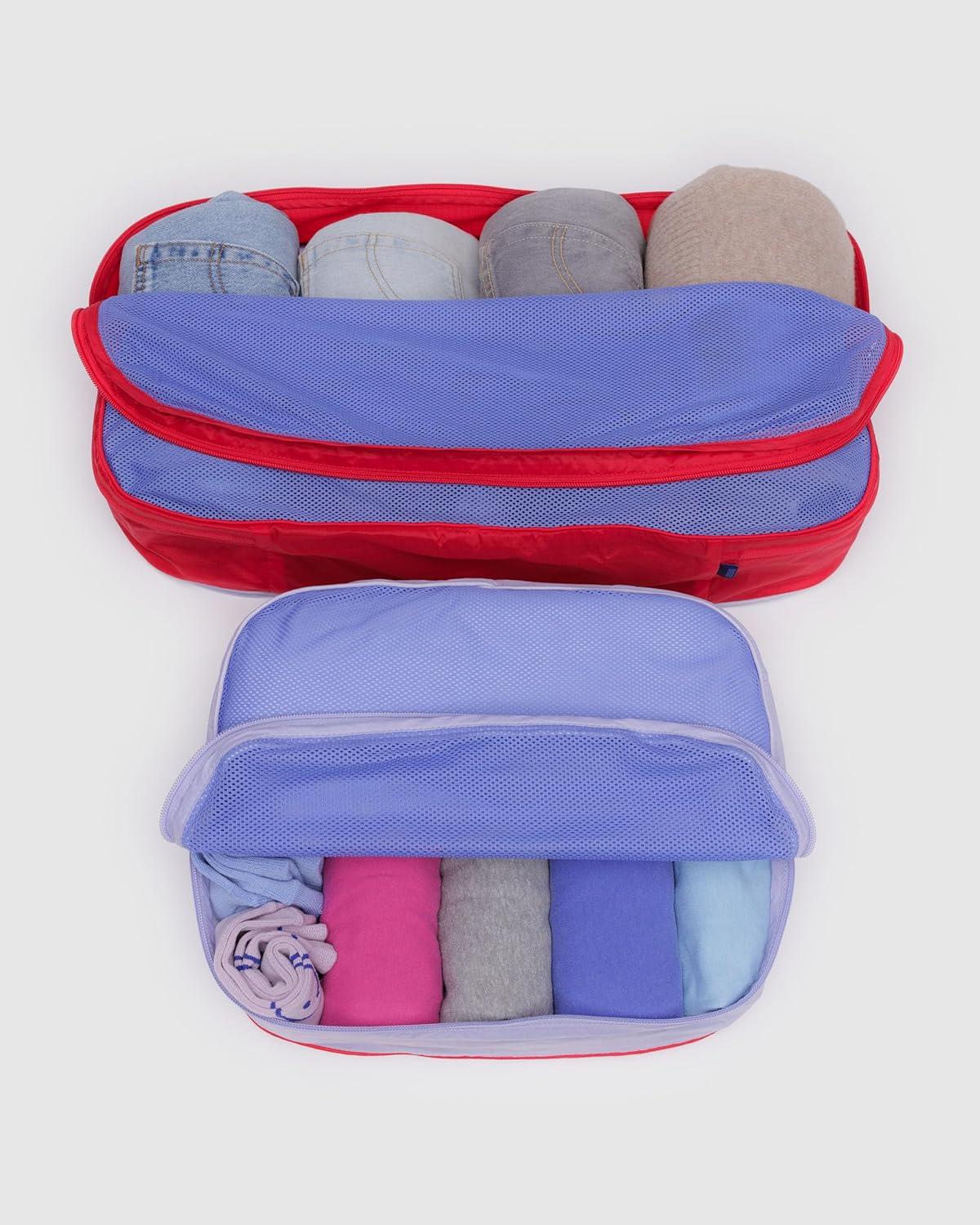 imageBAGGU Large Packing Cube Set Digital DenimMesh Berry Mix