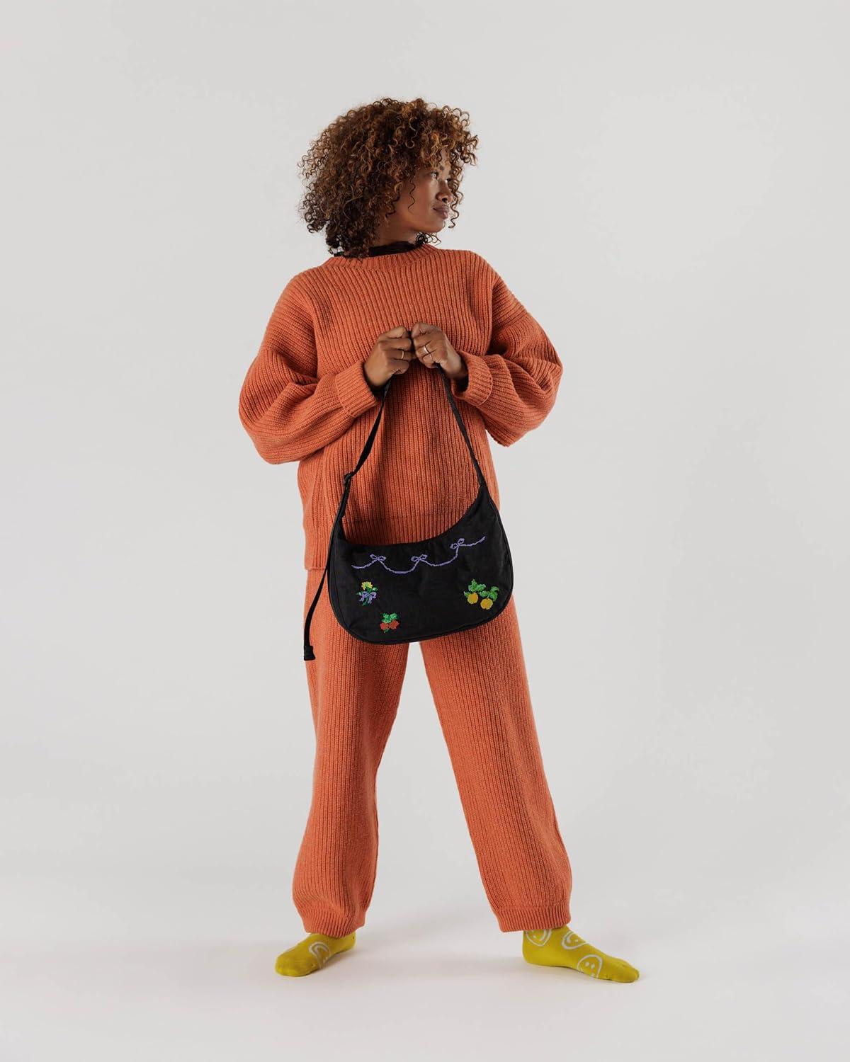 imageBAGGU Medium Nylon Crescent Bag Cross Stitch