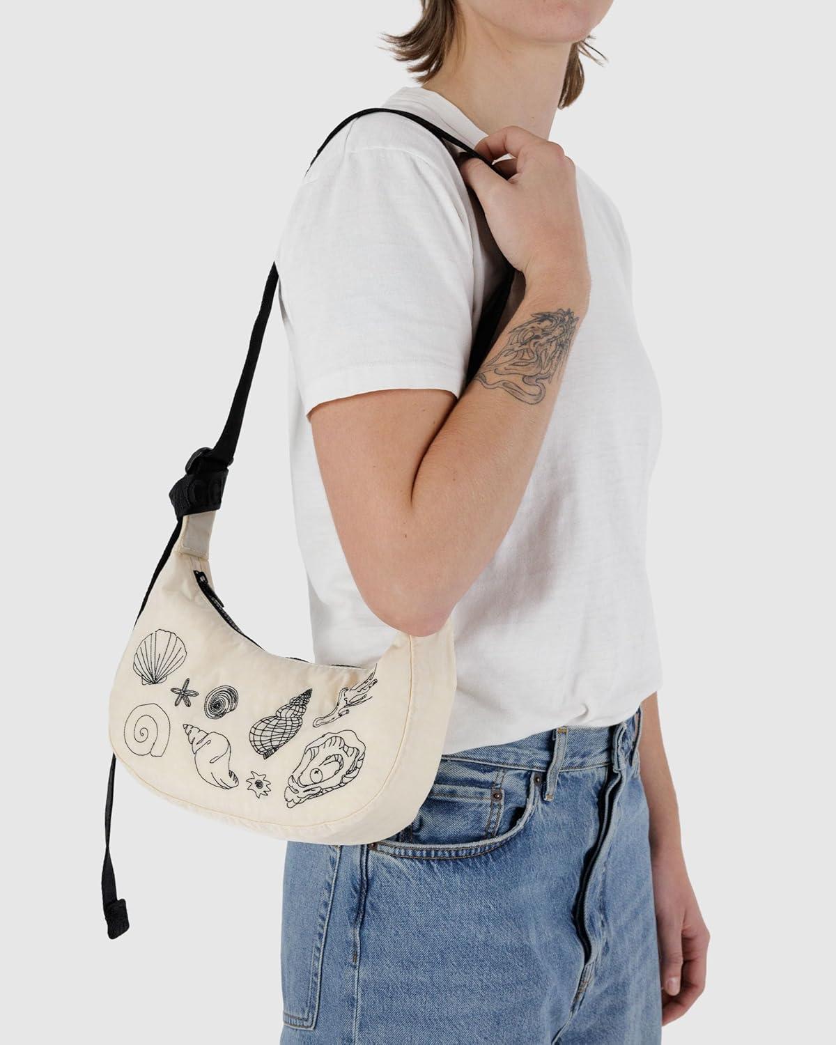 imageBAGGU Small Nylon Crescent BagEmbroidered Shells