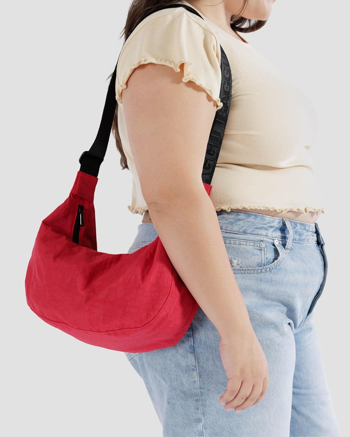 imageBaggu Medium Nylon Crescent BagCandy Apple 375