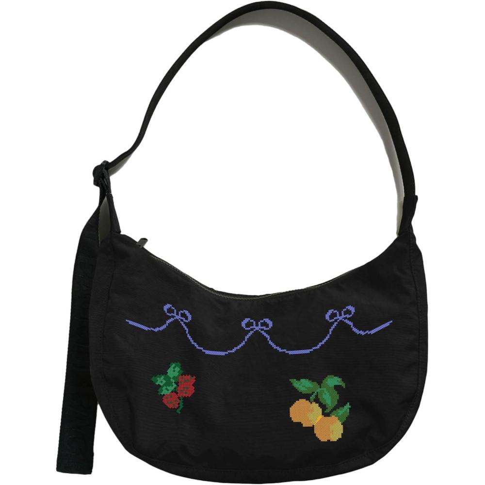 imageBAGGU Medium Nylon Crescent Bag Cross Stitch