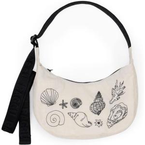 BAGGU Small Nylon Crescent Bag(Embroidered Shells)