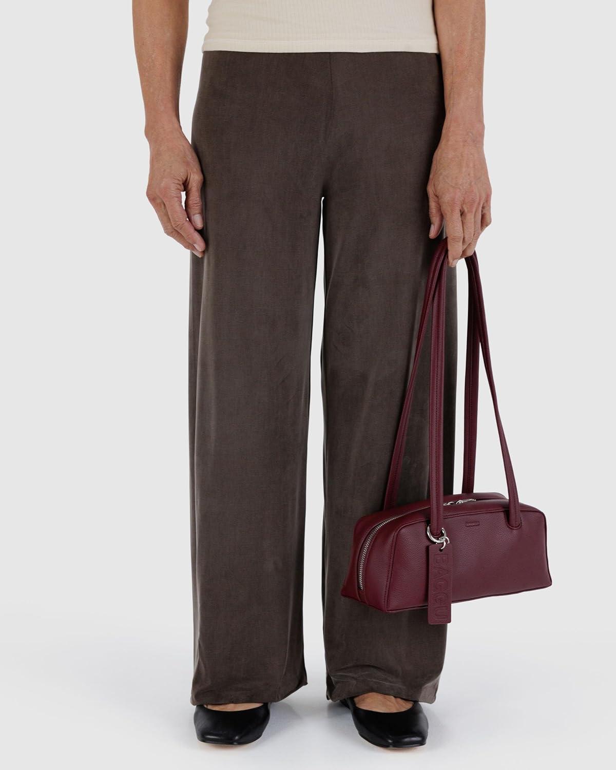 imageBAGGU Small Recycled Leather Bowler Bag Mahogany