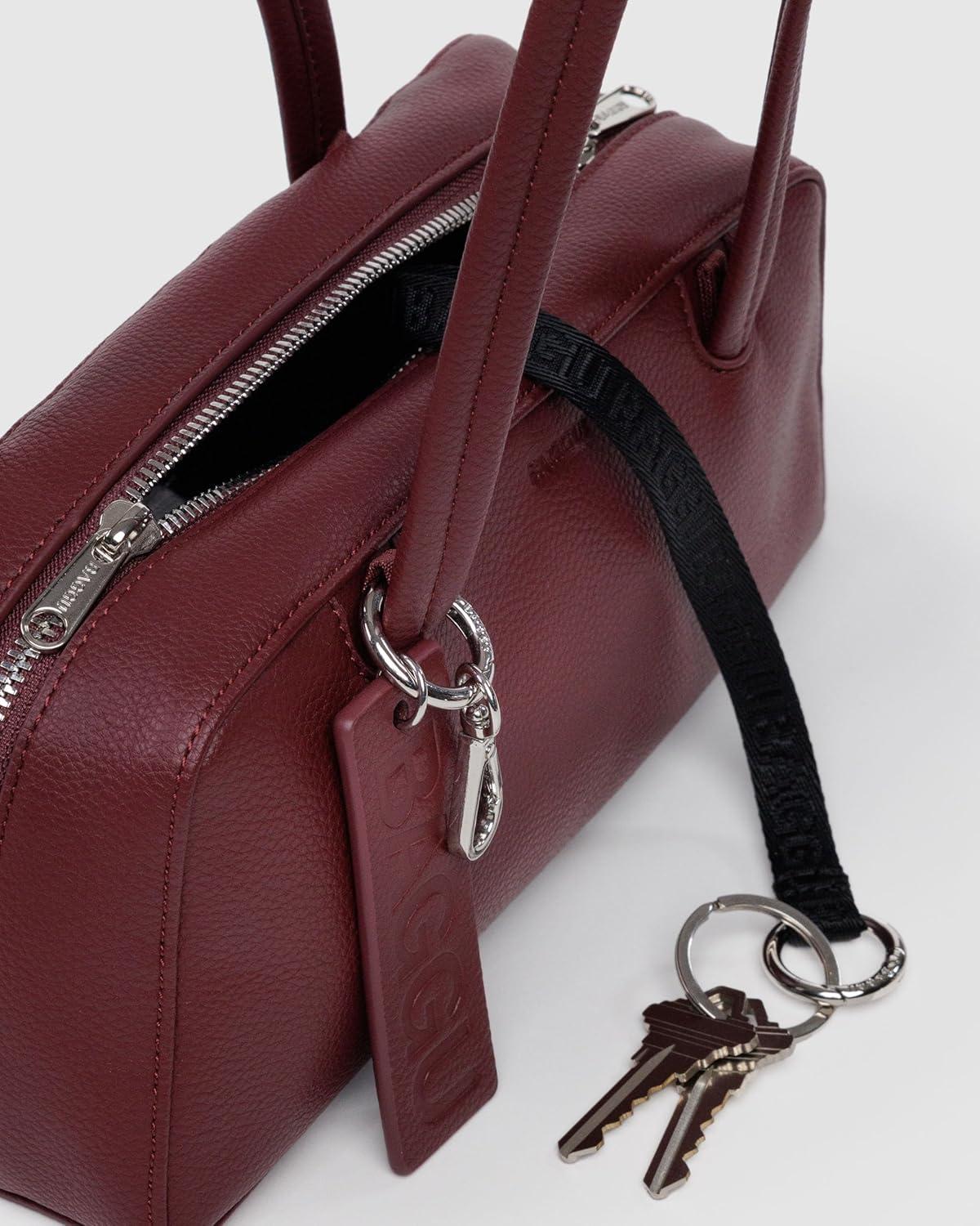 imageBAGGU Small Recycled Leather Bowler Bag Mahogany