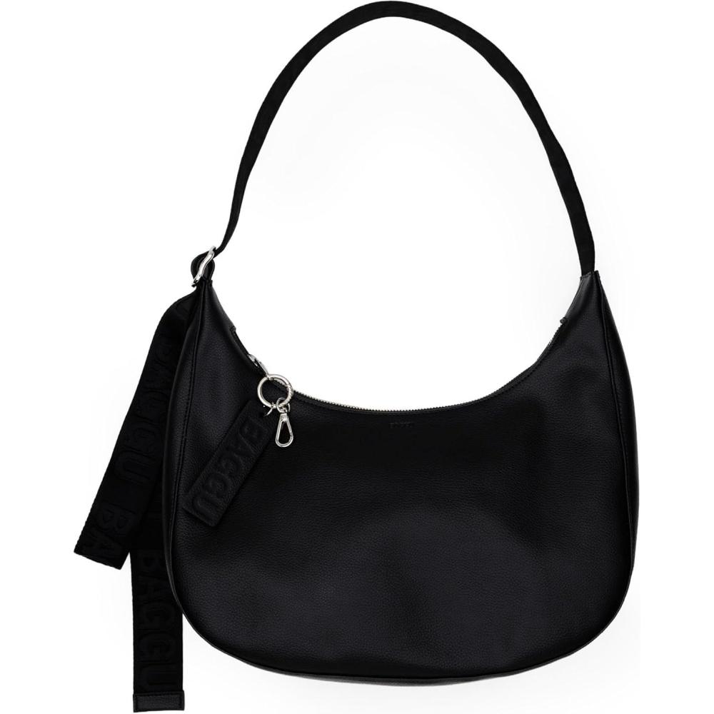 imageBAGGU Medium Recycled Leather Crescent BagBlack