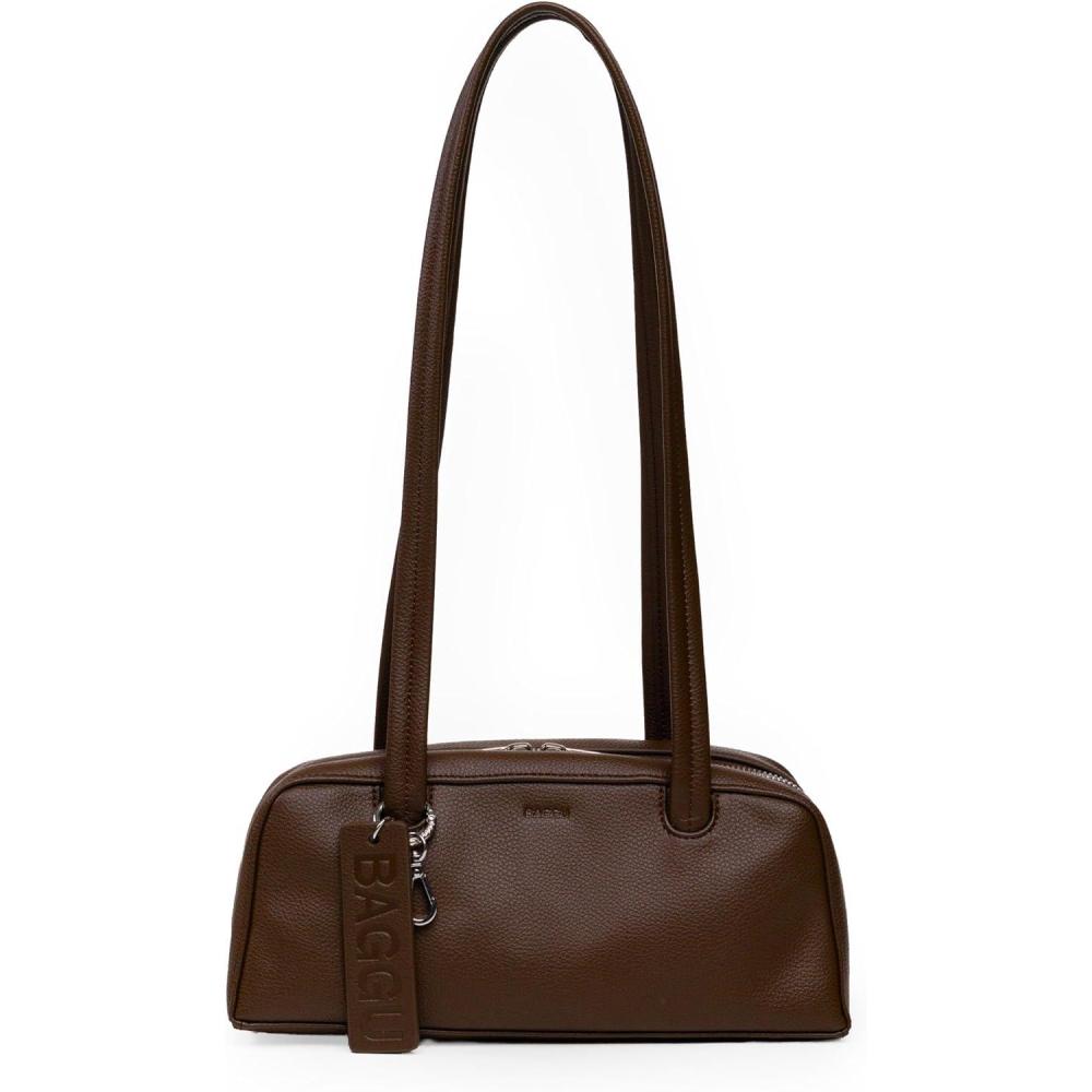 imageBAGGU Small Recycled Leather Bowler Bag  Brown