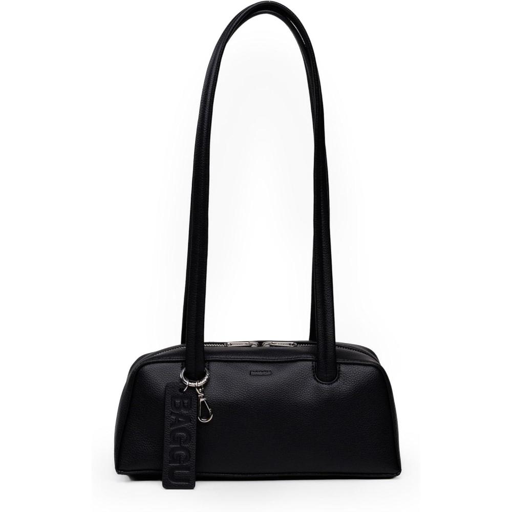 imageBAGGU Small Recycled Leather Bowler BagBlack