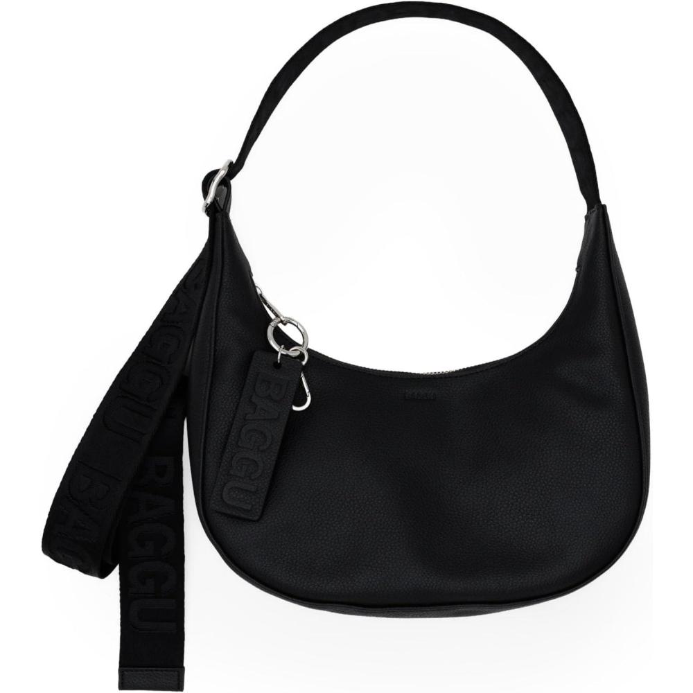 imageBAGGU Womens Small Recycled Leather Crescent BagBlack