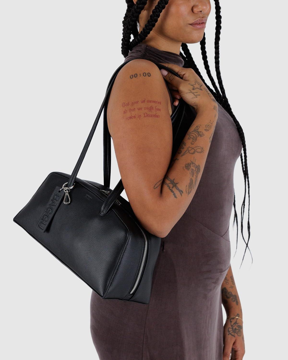 imageBAGGU Recycled Leather Bowler Bag Black