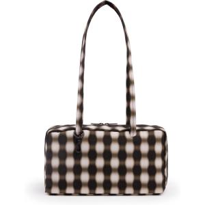 BAGGU Nylon Bowler Bag(Blurred Gingham Brown)